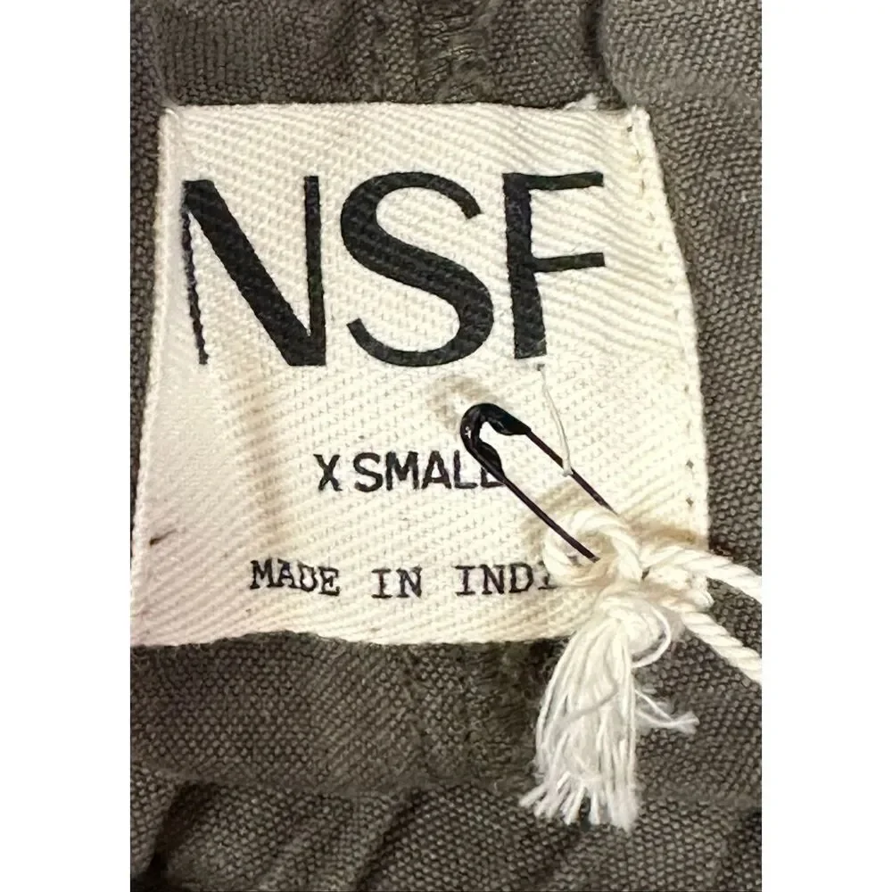 NSF Linen/Cotton Cargo Pant in Army Green NWT Size XS